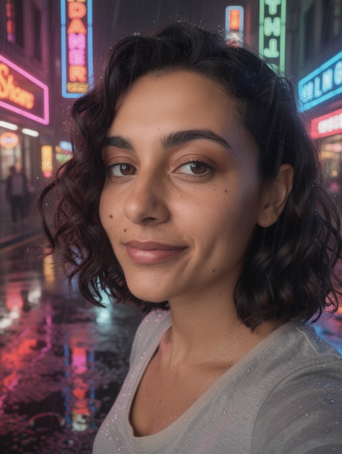 Neon street portrait at night